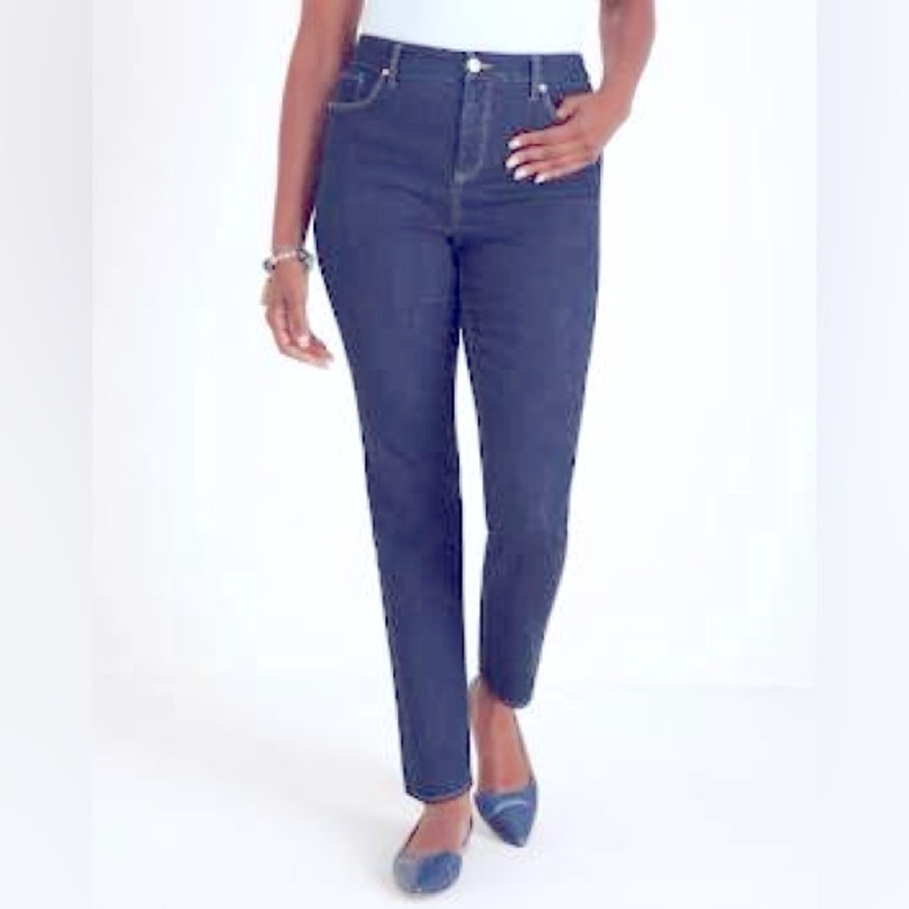 Chico’s So Slimming Girlfriend Straight Leg Dark Wash Mid Rise Ankle Jeans 3 16R